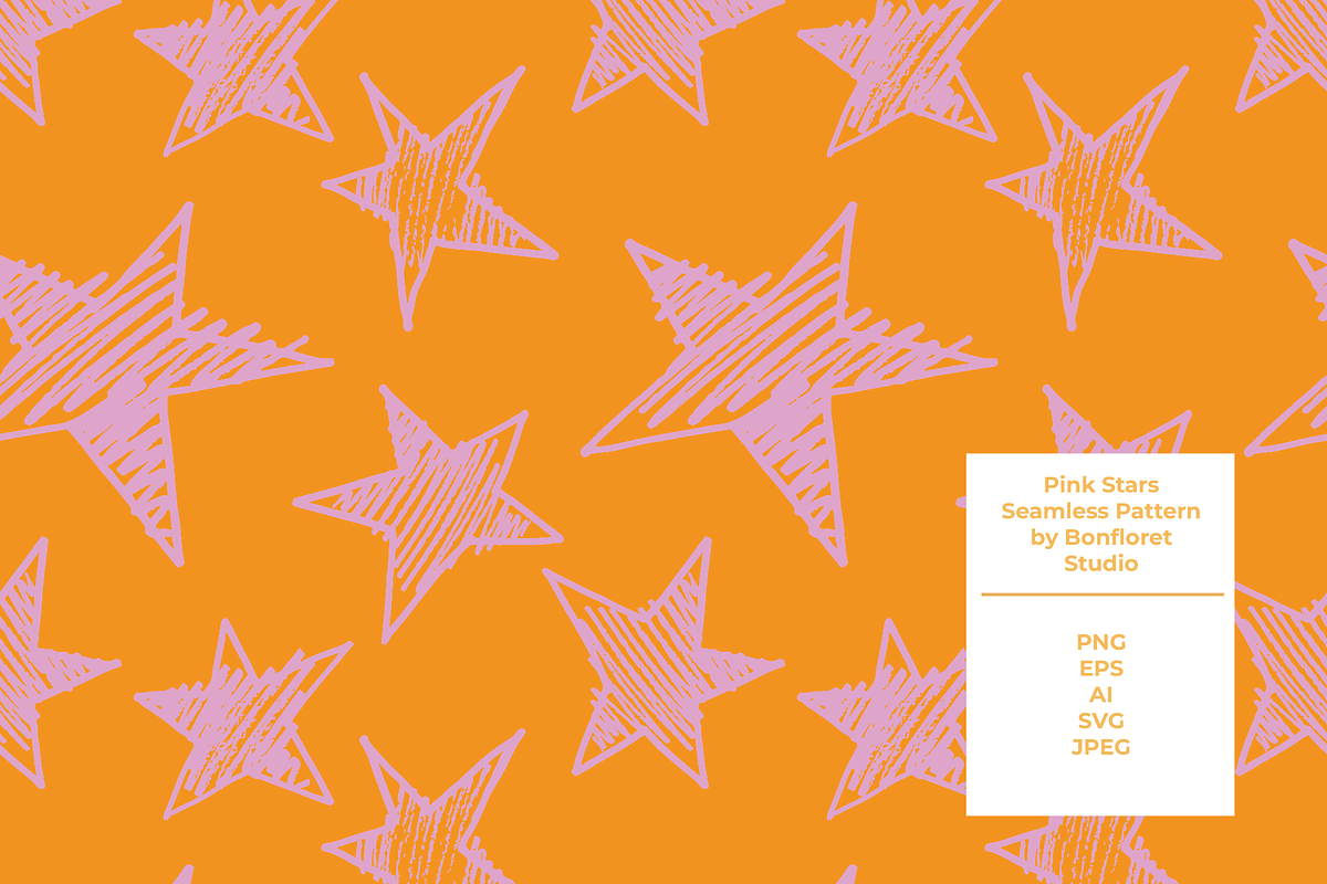 Pink Stars Seamless Pattern, a Pattern Graphic by Bonfloret Studio (Photo 1 of 3)