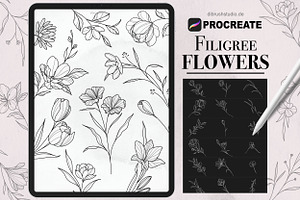 Procreate Filigree Flower Stamps