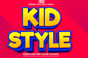 Kid Style Vector 3D Editable Text