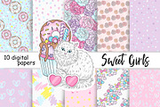 Sweet Girl Pattern, a Pattern Graphic by GlamArtZhanna (Thumbnail 1 of 3)