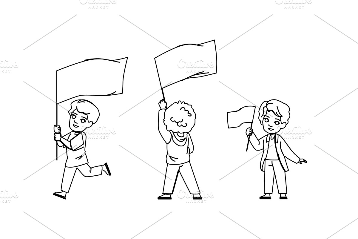 happy kid boy flag vector, a Person Illustration by pikepicture