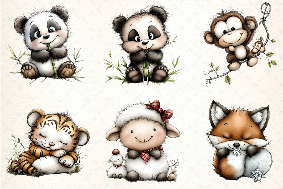 Baby Animal PNG Clipart Bundle, an Illustration by DreamCafeArt (Photo 6 of 8)