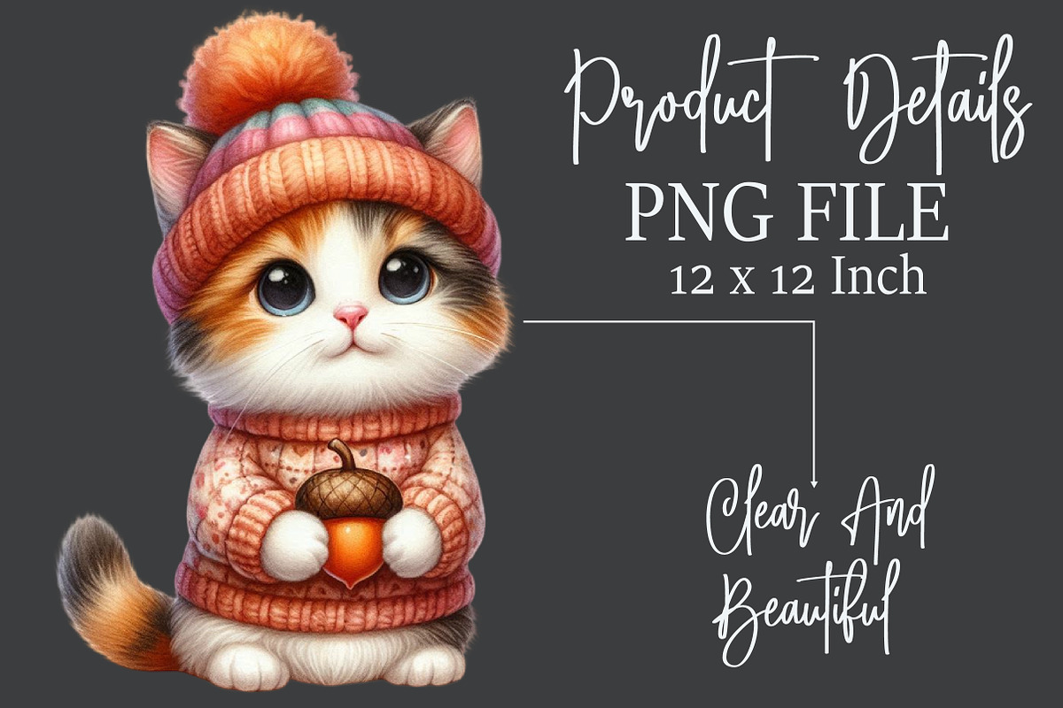 Watercolor Autumn Cat Clipart, an Illustration by Rose Art (Photo 8 of 9)