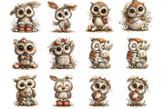 Whimsical Easter Owl Clipart, an Illustration by Designking (Thumbnail 2 of 5)