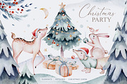 Christmas party. Watercolor set, an Animal Illustration by Peace ART (Thumbnail 1 of 10)