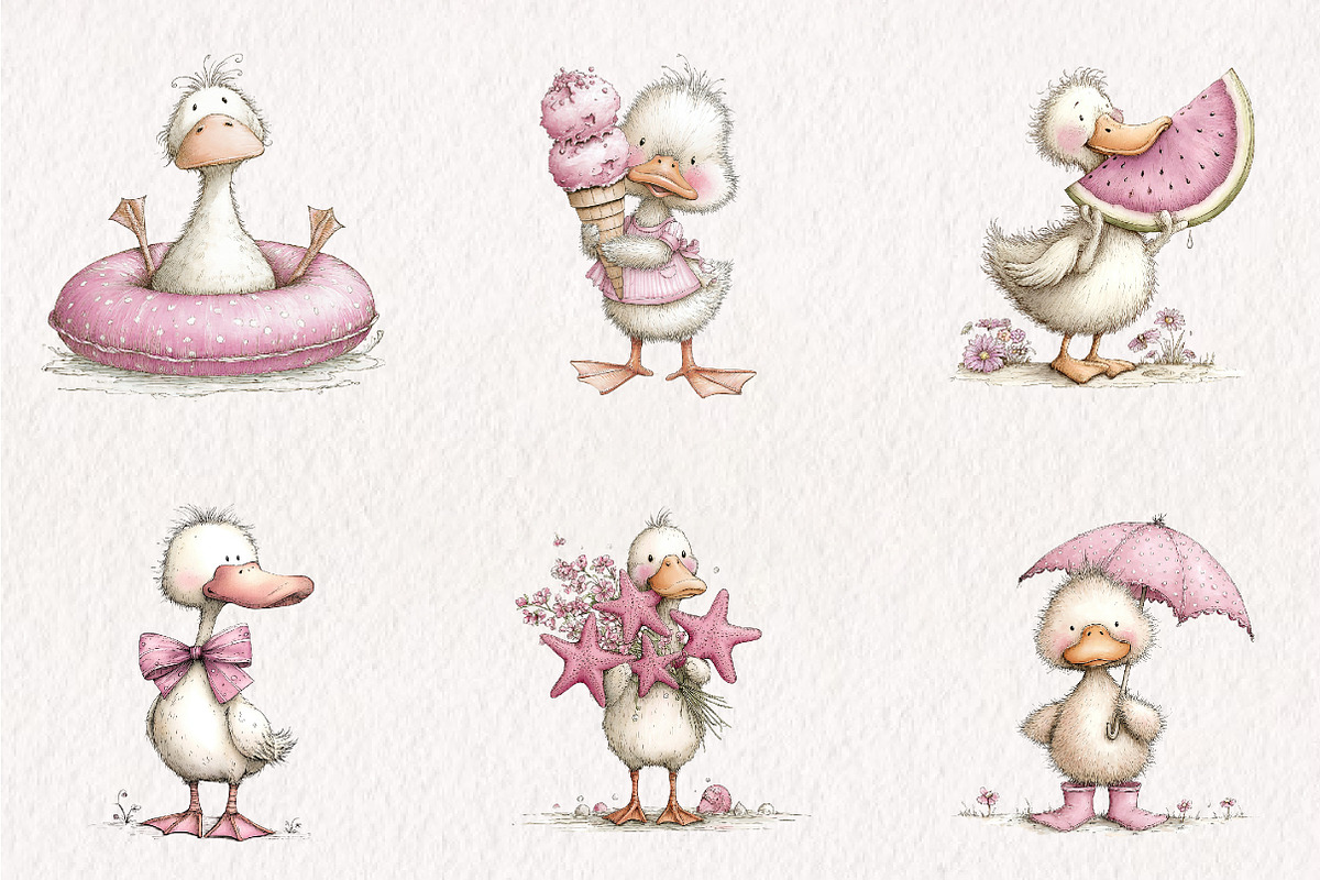 Whimsical Summer Beach Duck Clipart, an Illustration by CreationArt (Photo 6 of 7)
