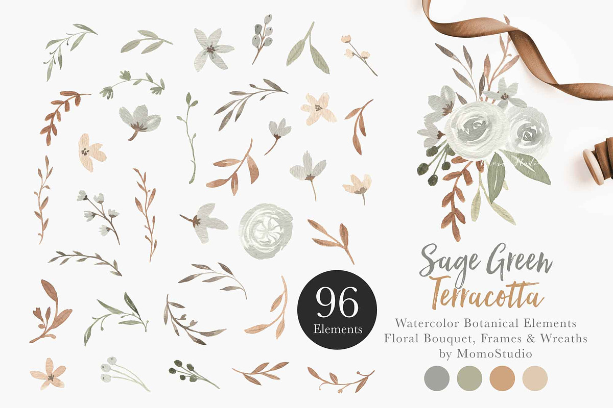 Sage Green Terracotta Botanicals, an Illustration by Momo Studio (Photo 1 of 11)