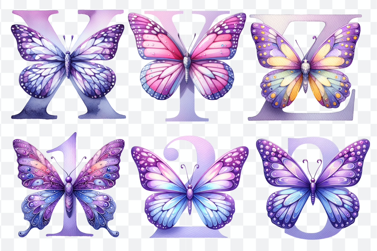 Butterfly Purple Alphabet and Number, a Symbol Font by Bubble Pixel (Photo 8 of 9)