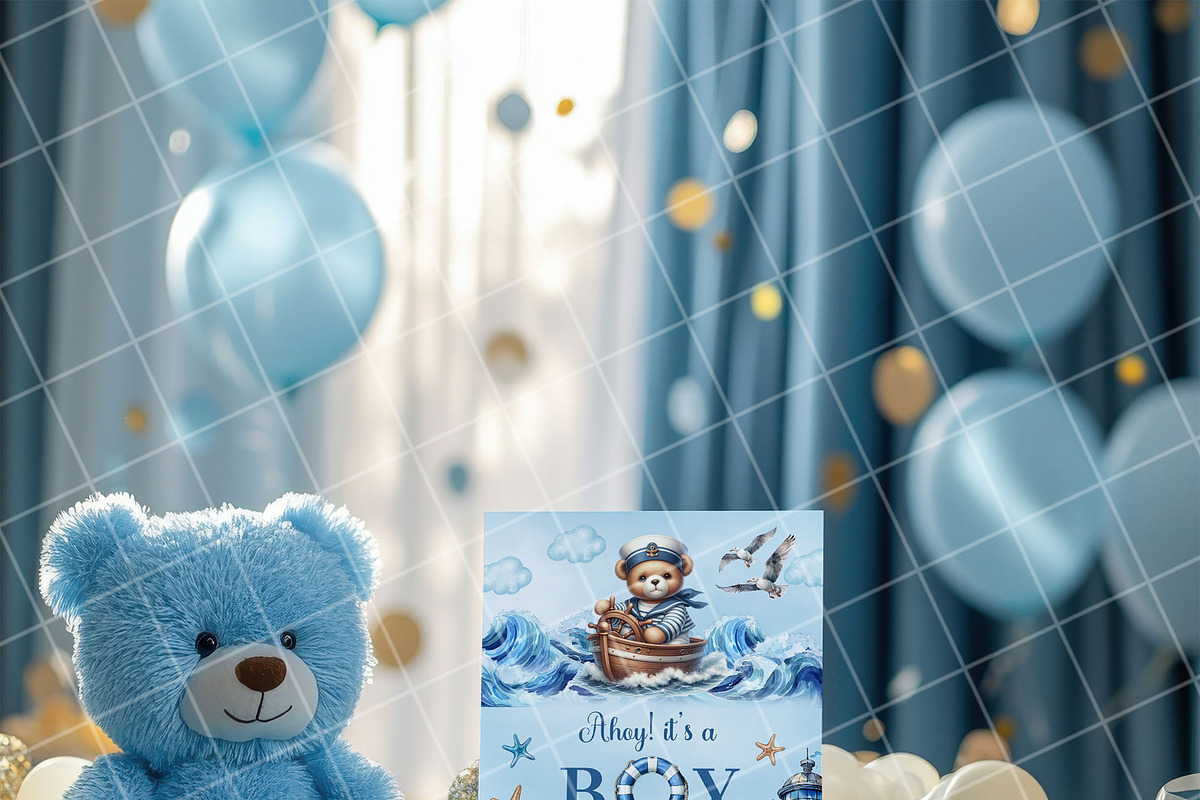 Boy baby shower invitation mockup, an Advertising Mockup by Blush Roses Print (Photo 6 of 8)