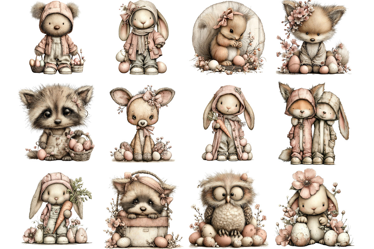 Woodland Easter Animals Clipart, an Illustration by Designking (Photo 3 of 5)