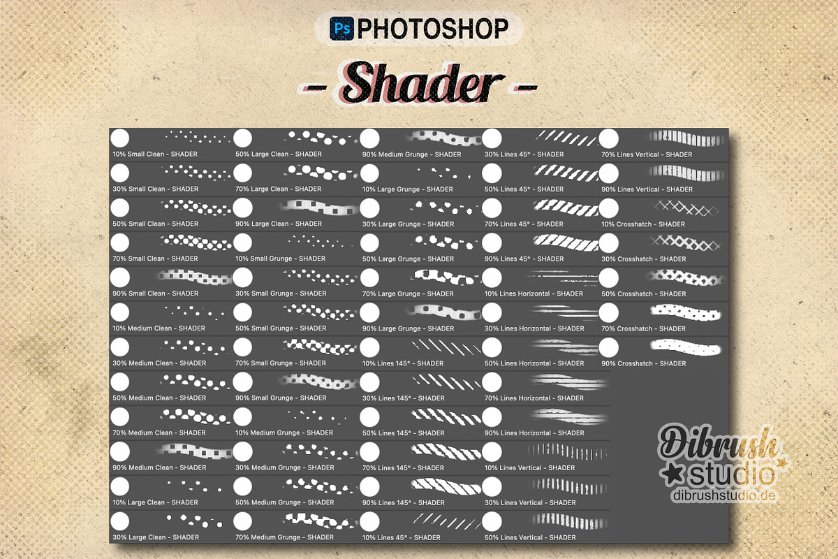 Photoshop - Vintage Halftone Brushes, a Brush Add-On by DiBrush Studio (Photo 3 of 7)