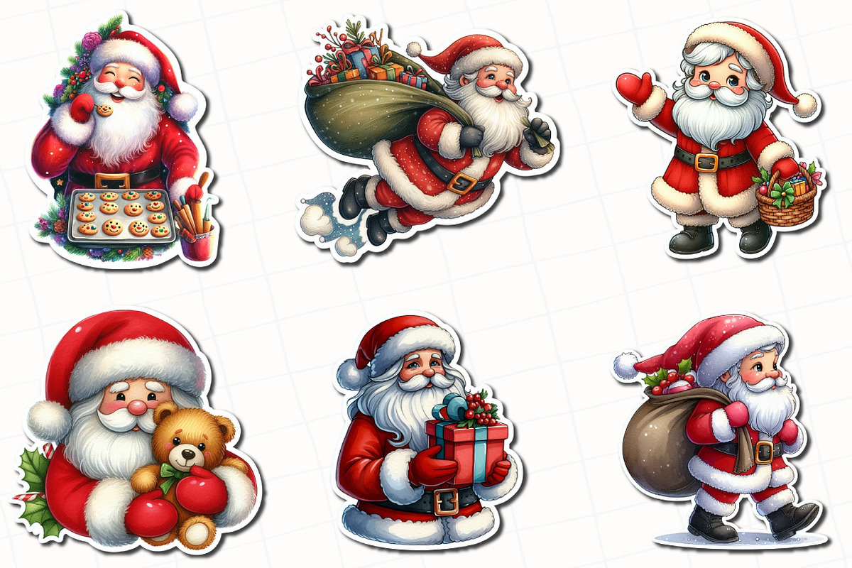 Christmas Santa Claus Sticker Clipar, an Illustration by OK Design (Photo 2 of 5)