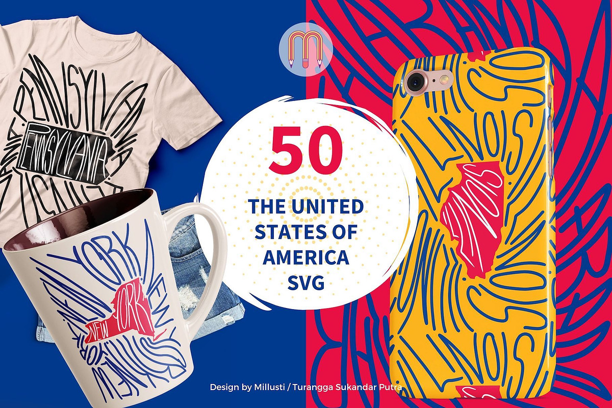 50 USA States Map Typography SVG, an Object Graphic by Millusti (Photo 1 of 9)