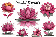 Watercolor Water Lily Clipart, an Illustration by cherrydesign (Thumbnail 2 of 4)