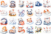 Cute Sleeping Animals Clipart, an Illustration by Sublimation Artist (Thumbnail 2 of 6)