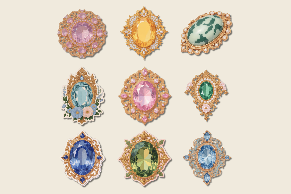 Gem Muse Sticker Set, an Illustration by Jakayla Digital Co (Photo 3 of 6)