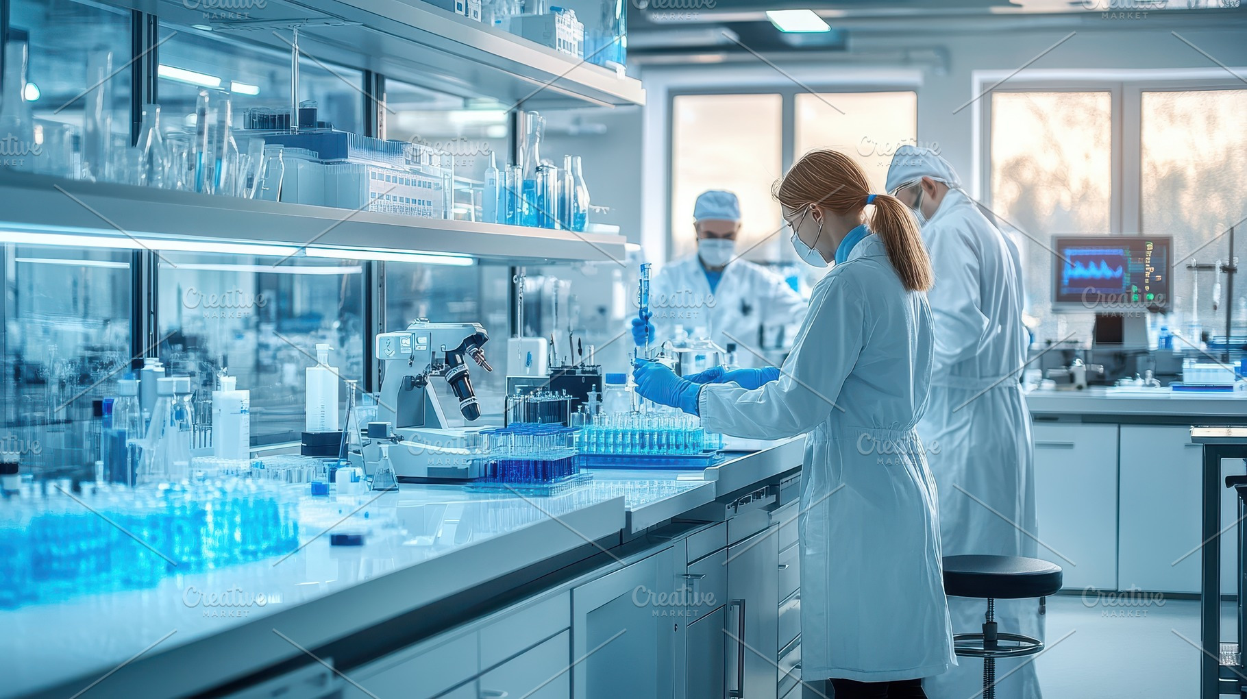 Scientists conduct experiments in a, a Health & Medical Photo by Pixeness Studio