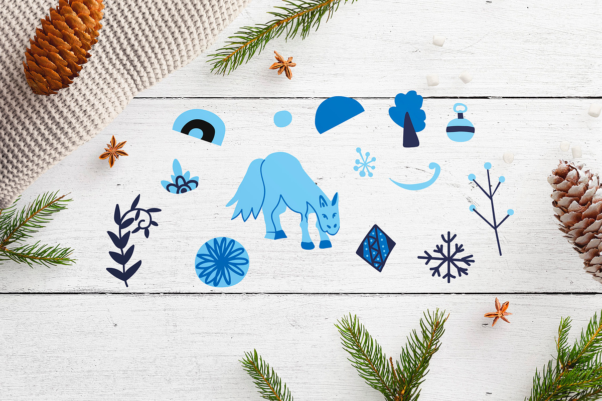 Blue Christmas Horse Illustrations, an Animal Illustration by Lucyinyourheart (Photo 3 of 6)