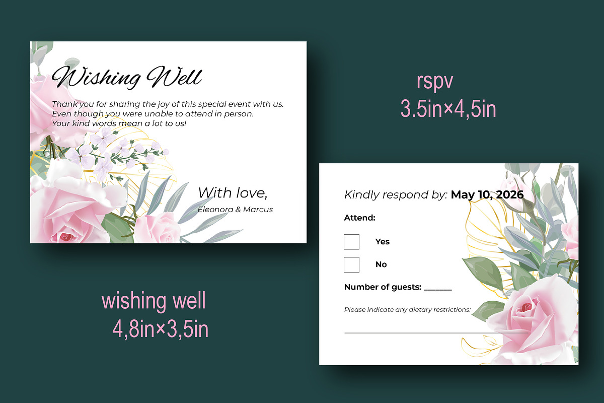 Greeting card with Pink Rose, an Invitation Template by Digital illustration shop (Photo 5 of 5)