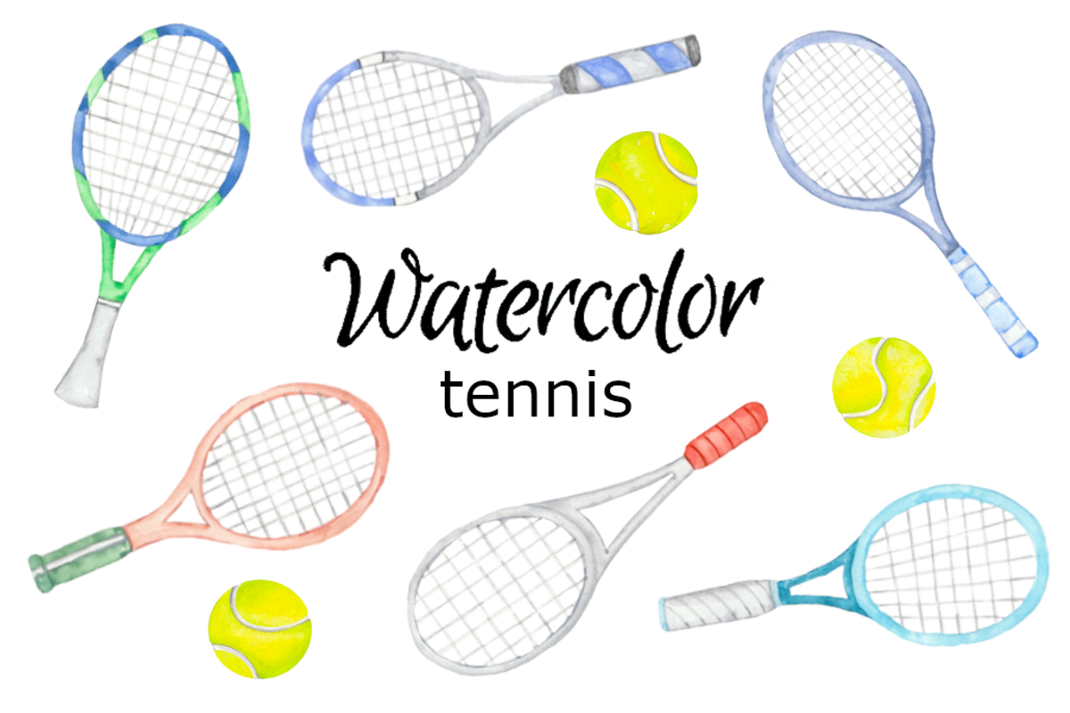 Tennis watercolor clipart, a Background Graphic by GoodFairyClipArt (Photo 1 of 2)
