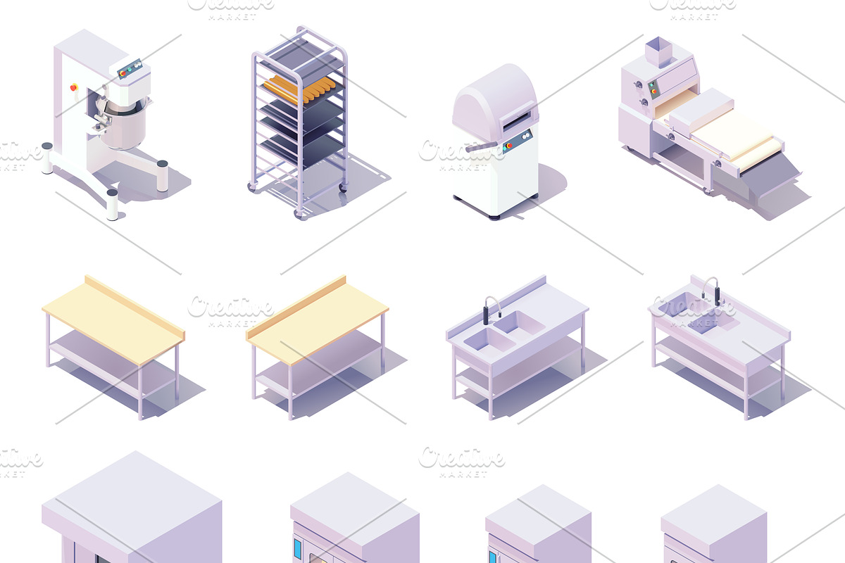 Vector isometric grocery equipment, a Food Illustration by tele52 (Photo 3 of 11)