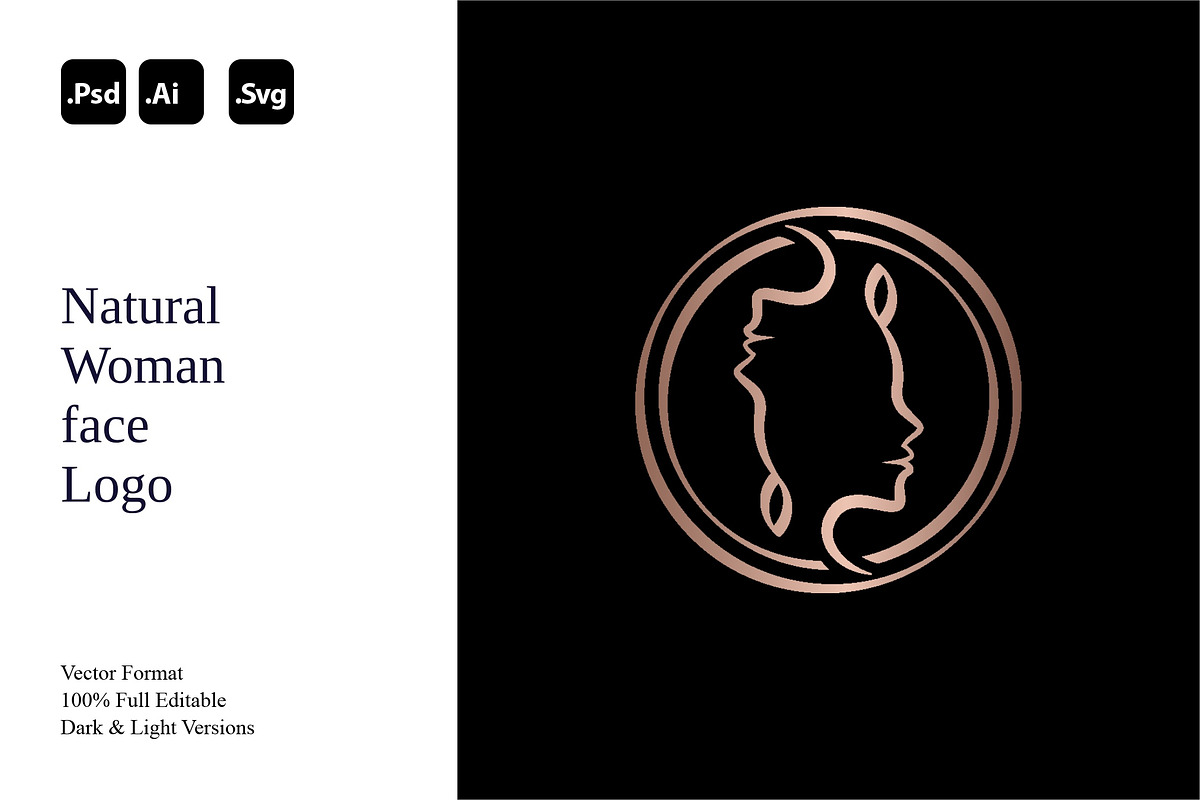 Natural Woman Face Logo, a Branding & Logo Template by Luxury Logos (Photo 1 of 4)