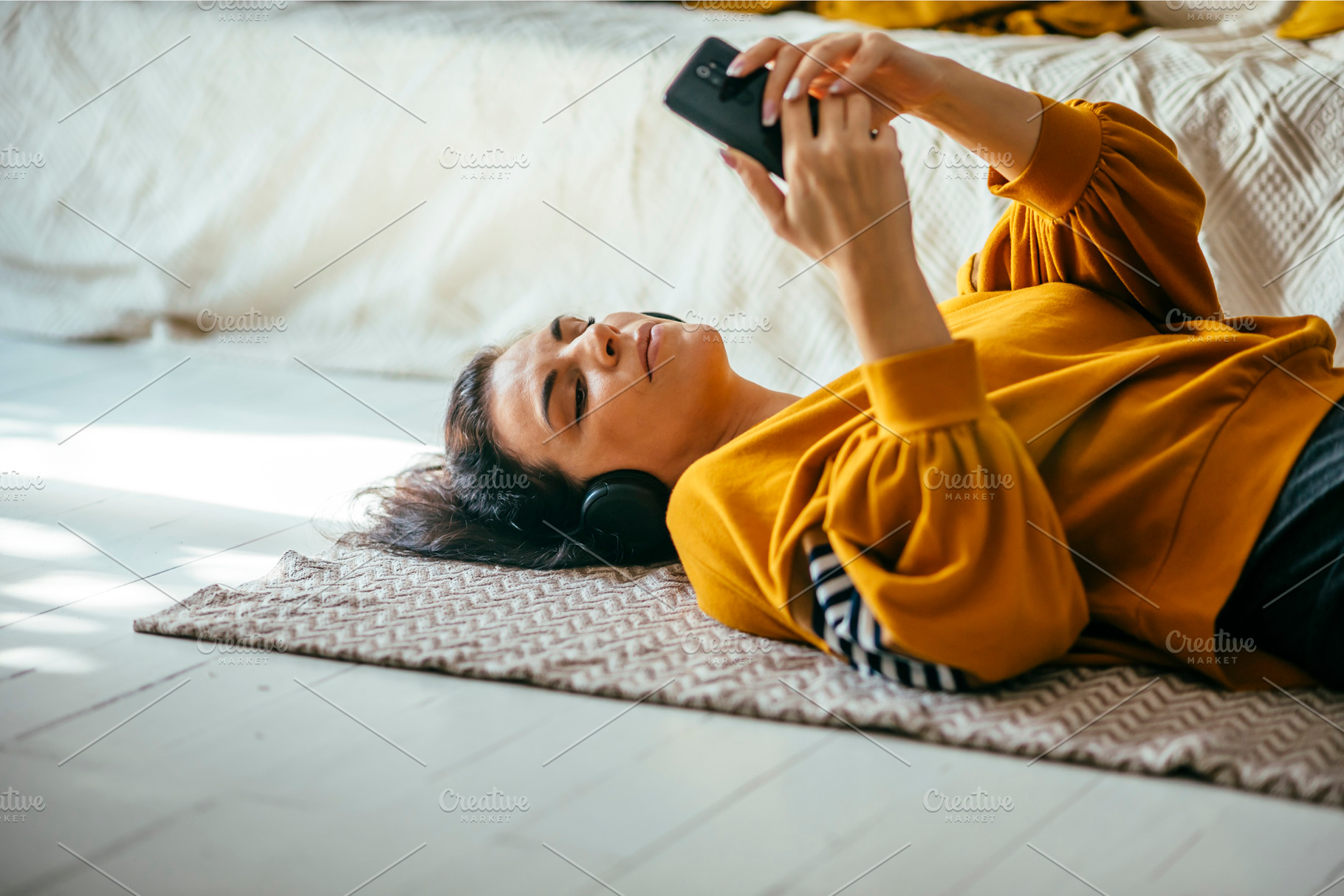 Single woman 40s relaxing in home, a Person Photo by hitdelight