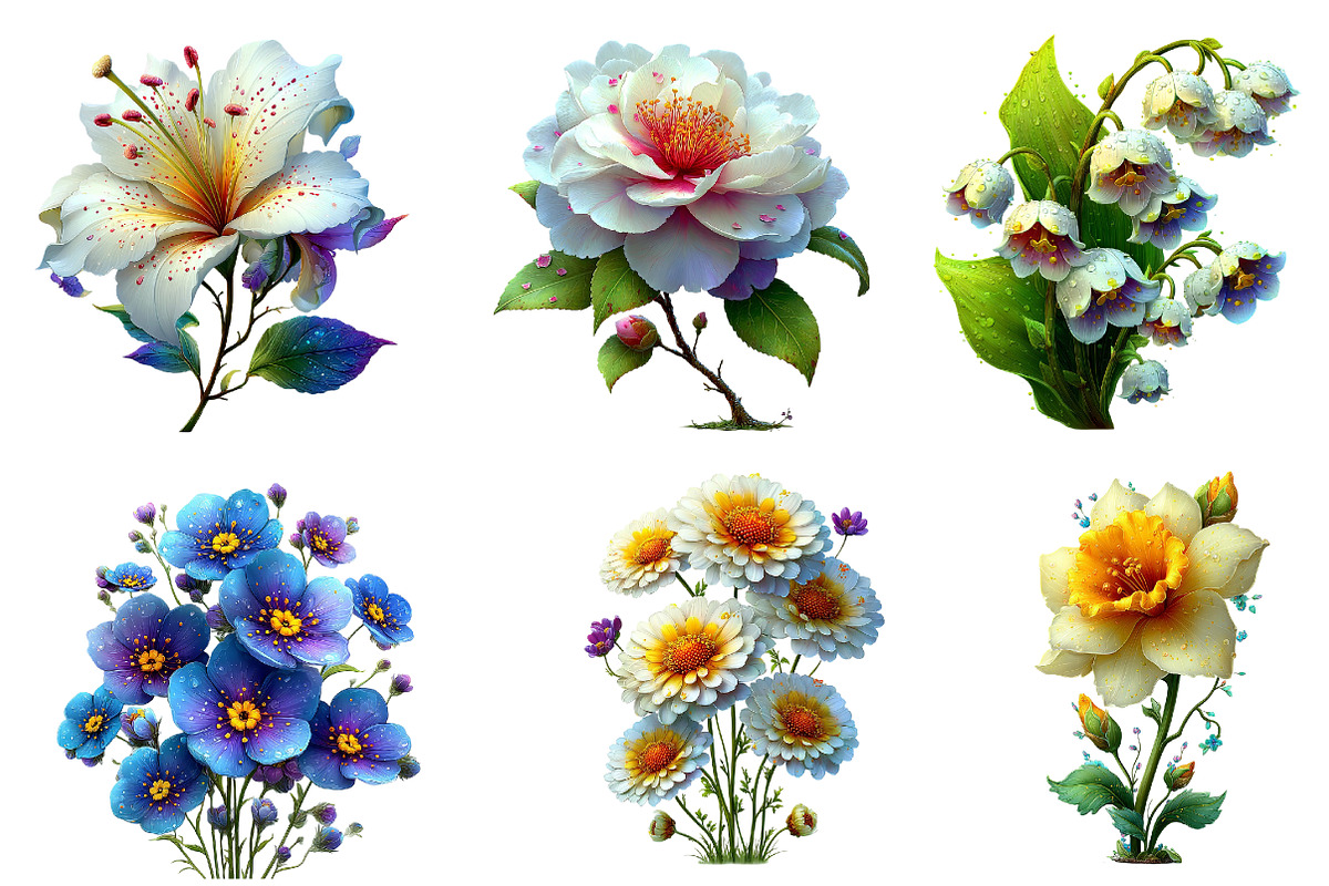 Watercolor Spring Flowers Clipart, an Illustration by Dream Creation (Photo 4 of 7)