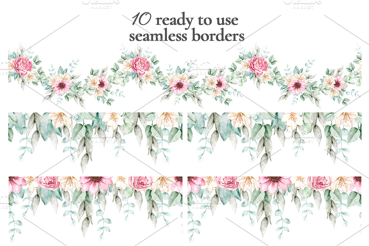 Watercolor Floral Clipart, a Decorative Illustration by Eves_Aquadreams (Photo 6 of 18)