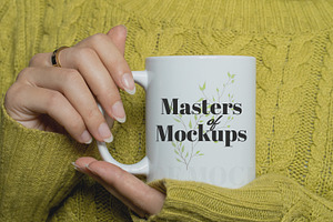 White Mug Mockup, Hand Held Mug