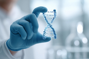 Scientist's hand in blue glove holds, a Health & Medical Photo by MistyDay