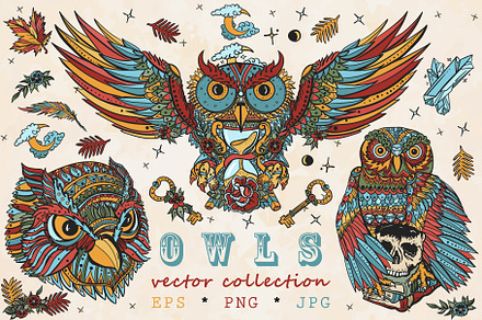 Owls old school tattoo