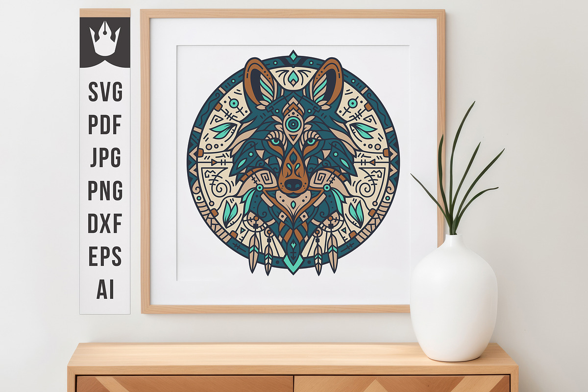 Mandala V1 | Tribal Wolf Art, an Animal Illustration by pixaroma (Photo 1 of 10)