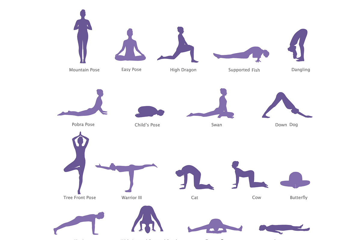 Set of Yoga Poses Vector., an Icon by Svetlana Voloshina