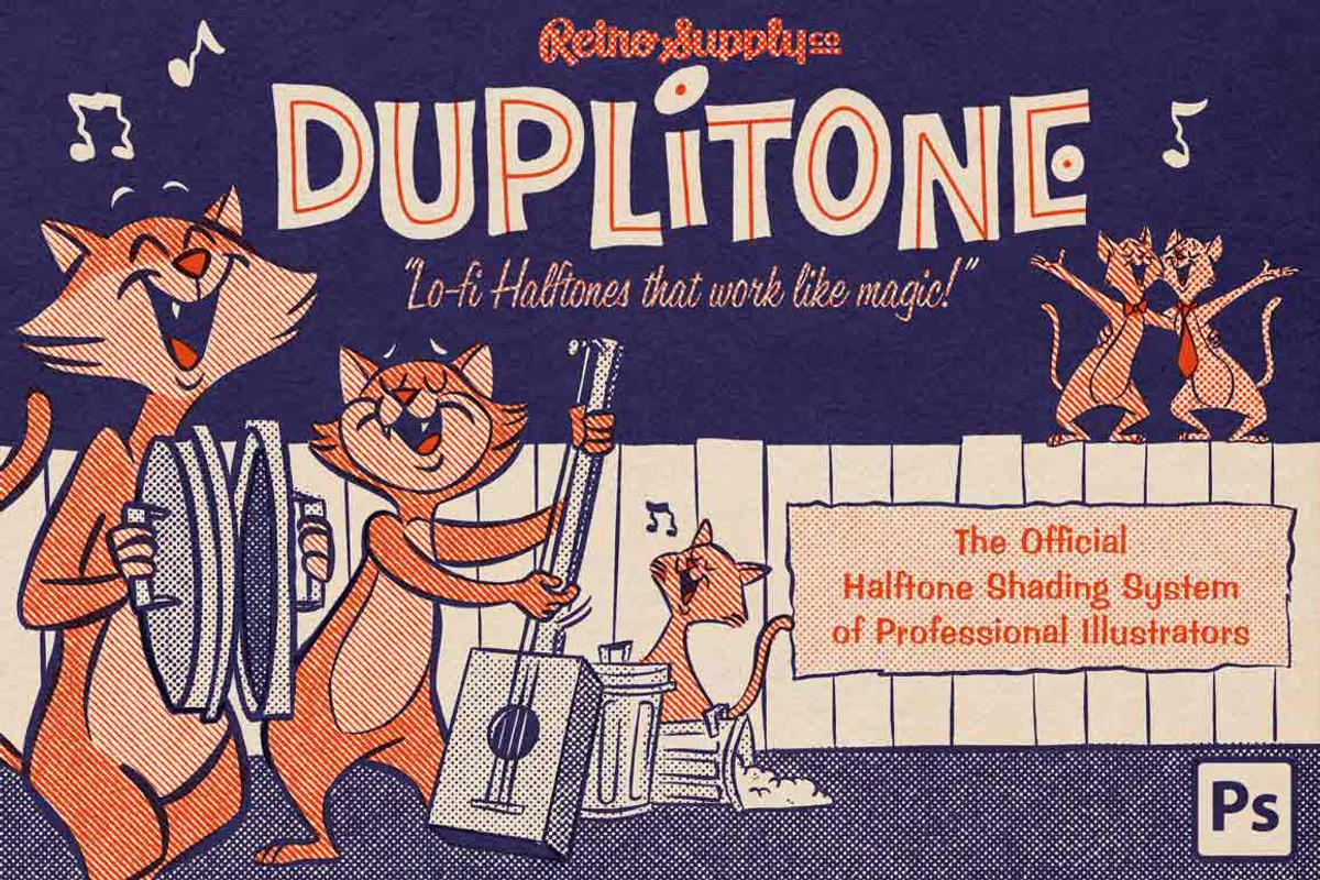 DupliTone Halftone Brushes Photoshop, a Brush Add-On by RetroSupply Co. (Photo 1 of 16)