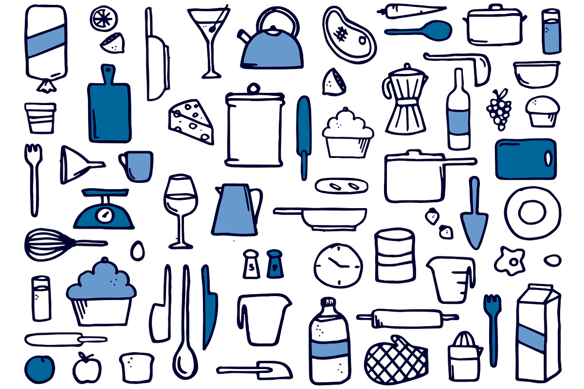 100+ Hand Drawn Kitchen Elements, an Object Graphic by Interior Mockup Co (Photo 2 of 4)