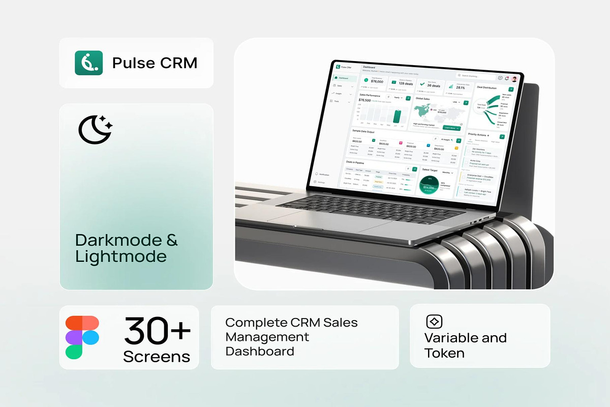 Pulse CRM Sales Insights Dashboard, an UI Kit Template by Creative Perspective (Photo 2 of 8)