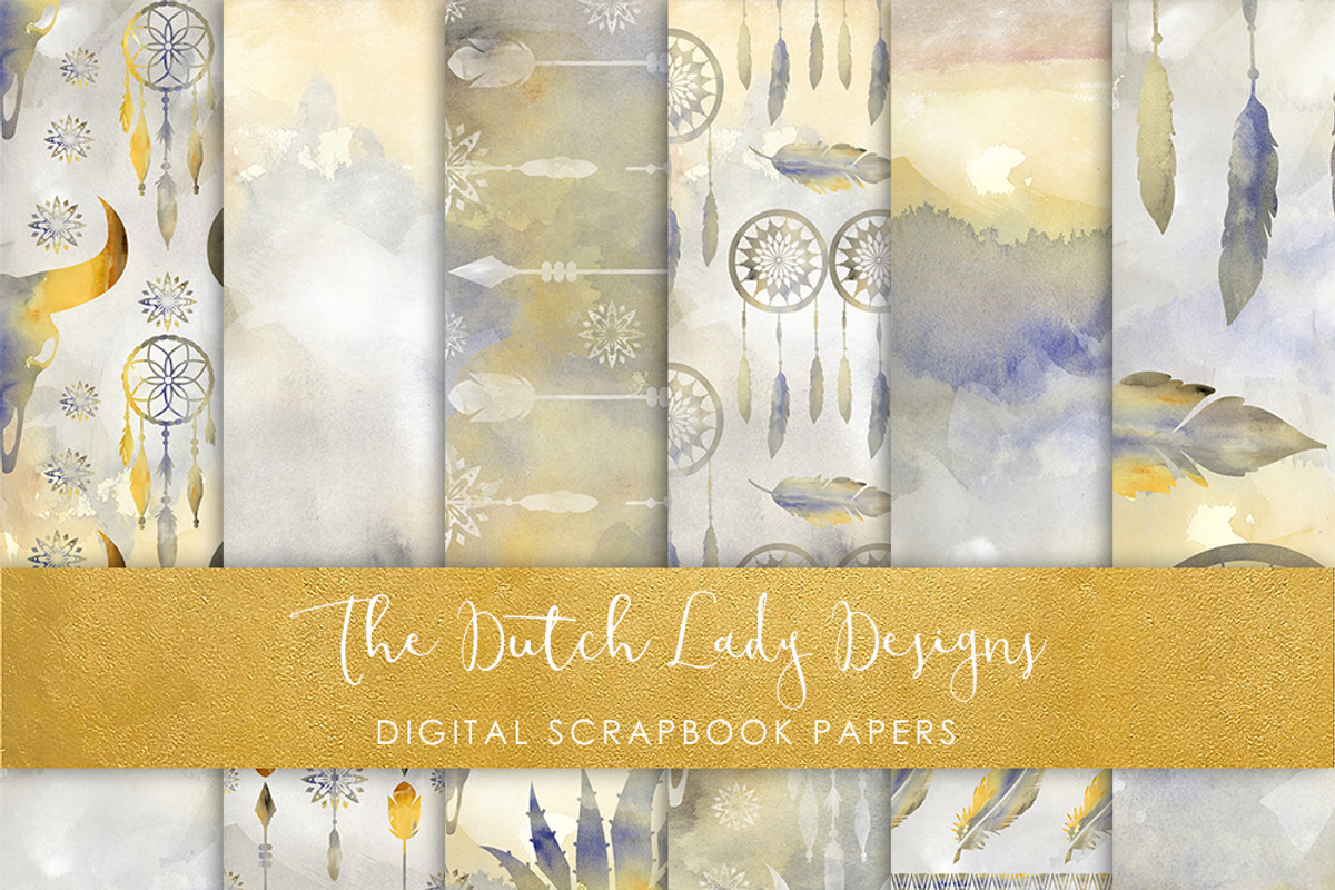 Boho Watercolor Prairie Papers, a Pattern Graphic by The Dutch Lady Designs