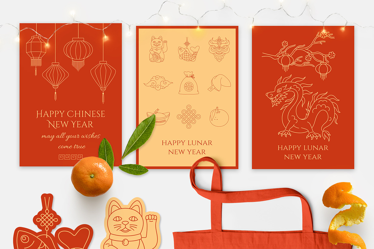 Lunar New Year line icon set, an Outline Icon by NatalieArtShop (Photo 10 of 11)