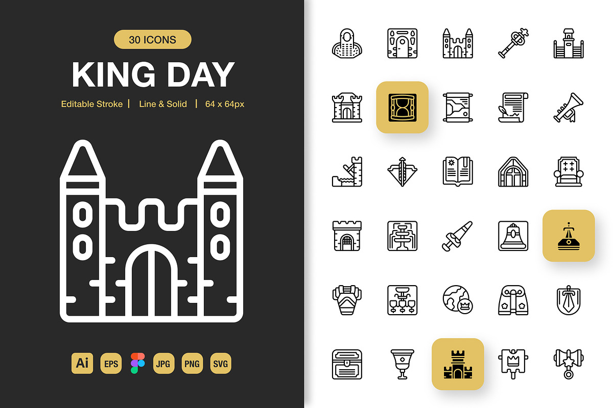 King Day Icons, an Icon by Spacepixel Creative (Photo 1 of 3)