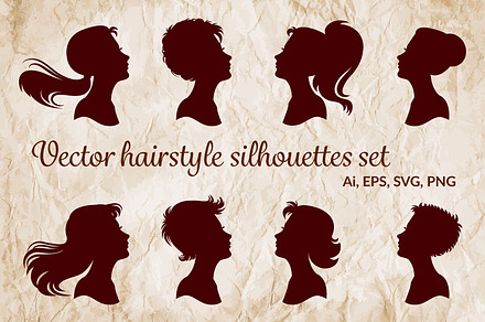 Vector hairstyle silhouettes set