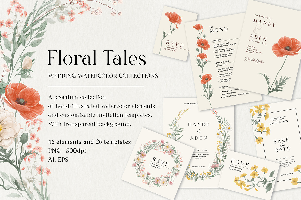 Floral Tales Wedding cards & clipart, an Invitation Template by Garden in frame (Photo 1 of 10)