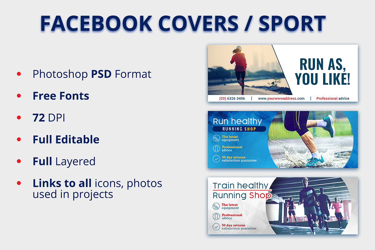 Facebook Cover Pack Sport Running, a Social Media Template by Malst (Photo 1 of 4)