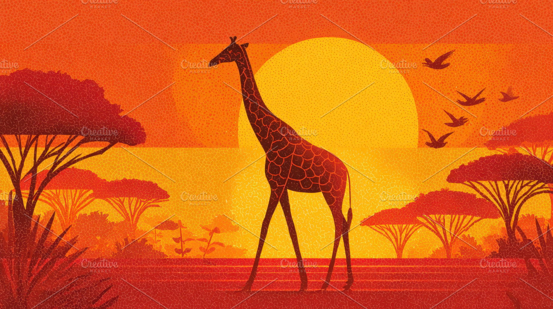 Giraffe walks in sunset landscape, a Photo by Beautiful things