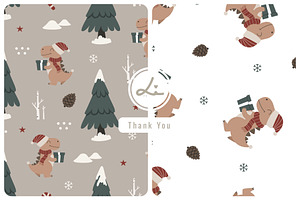 Dinosaur christmas pattern