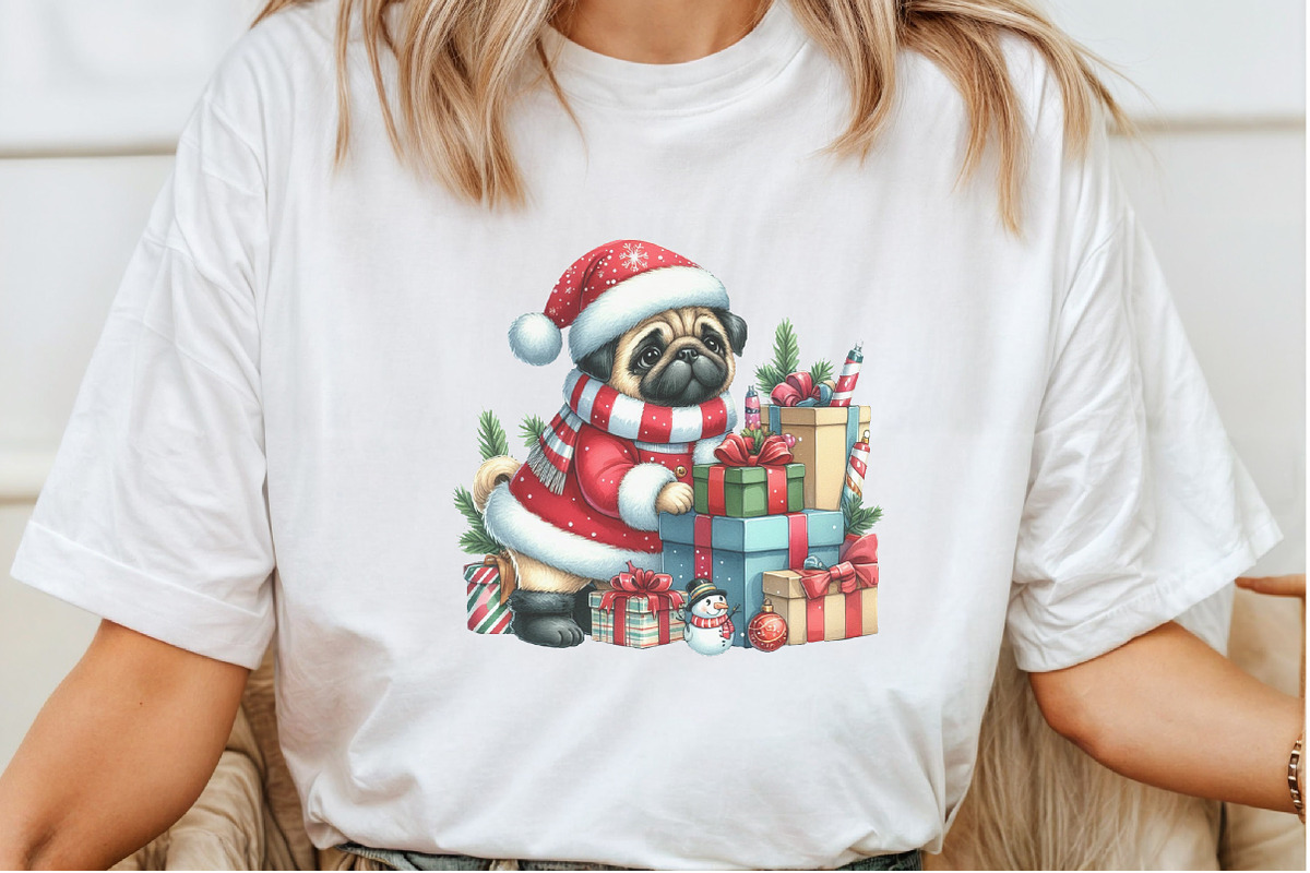 Christmas Pug Dog Clipart Bundle, a Seasonal Illustration by Rose Art (Photo 4 of 5)