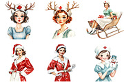 Vintage Pin Up Christmas Nurse, an Illustration by DreamArtGraphic (Thumbnail 2 of 4)