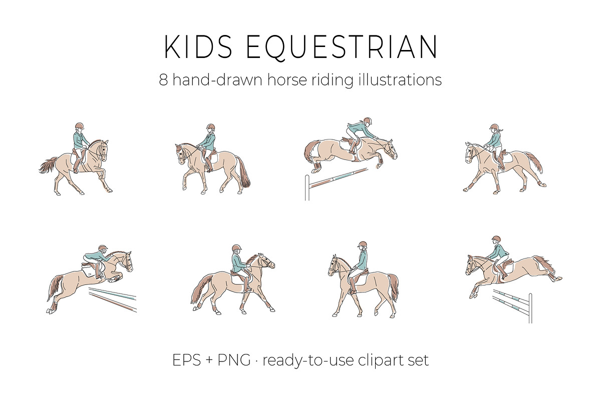 Kids Equestrian Clipart Collection, an Animal Illustration by Naurider (Photo 1 of 4)