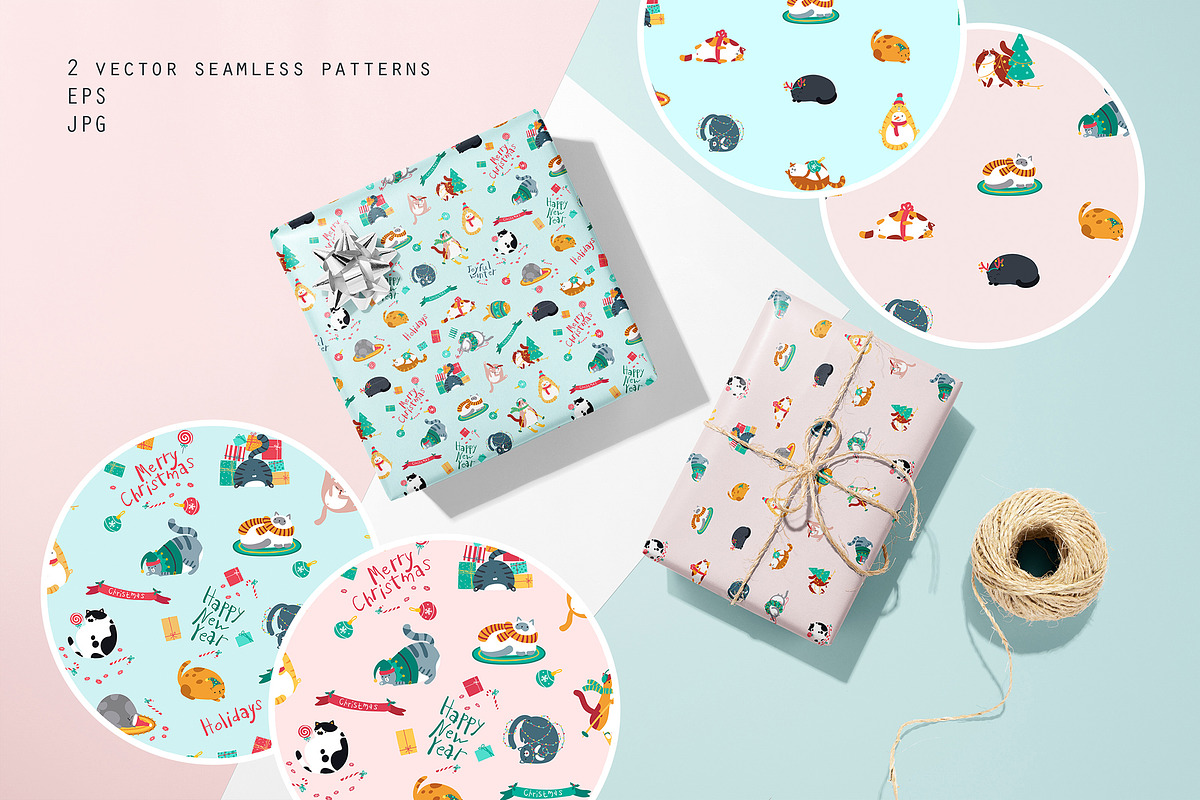 Cute fat cats. Christmas collection., a Decorative Illustration by Svitlana Kharchuk (Photo 4 of 15)