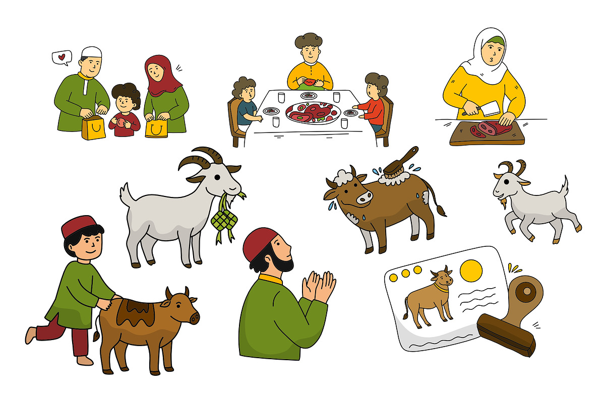 eid al adha hand drawn set, a Seasonal Illustration by foxndeer (Photo 3 of 4)